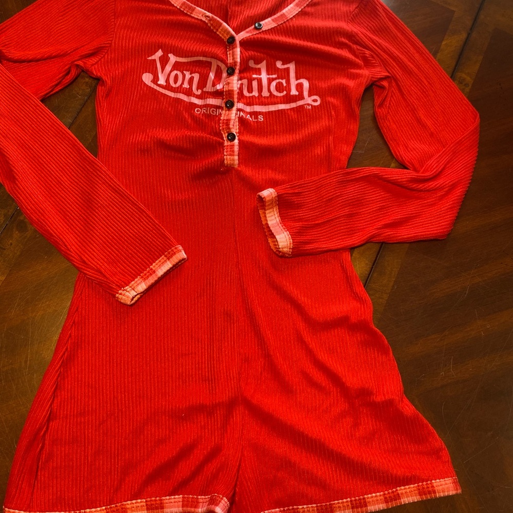 Von Dutch Red Knit Jumpsuit - Picture 5 of 5
